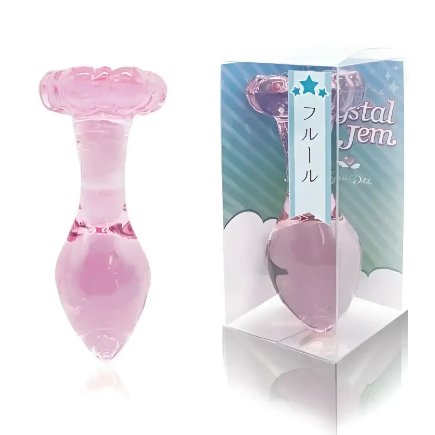 ❌🔖Crystal Gem Hibiscus Glass Butt Plug - Image 1