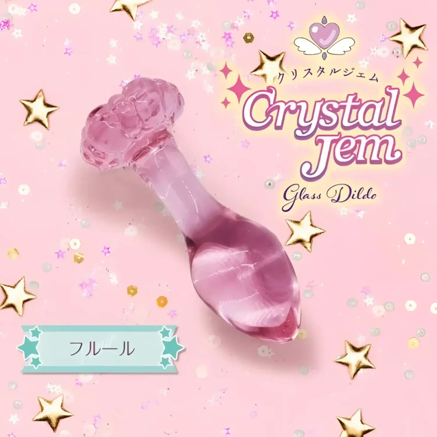 ❌🔖Crystal Gem Hibiscus Glass Butt Plug - Image 2