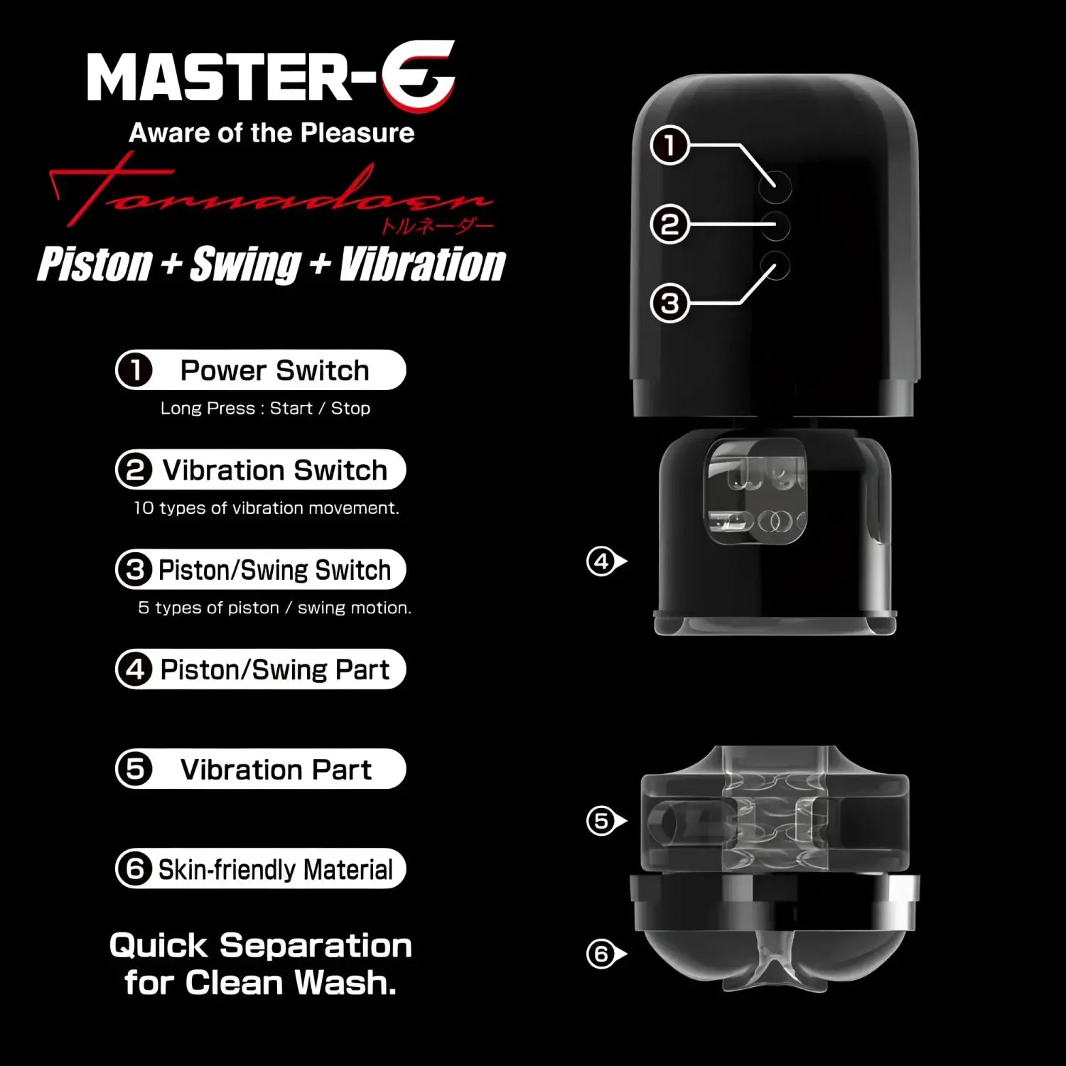 🔖MASTER-E Tornado Piston Rotating Vibrating Electric Vaginal Masturbator - Image 3