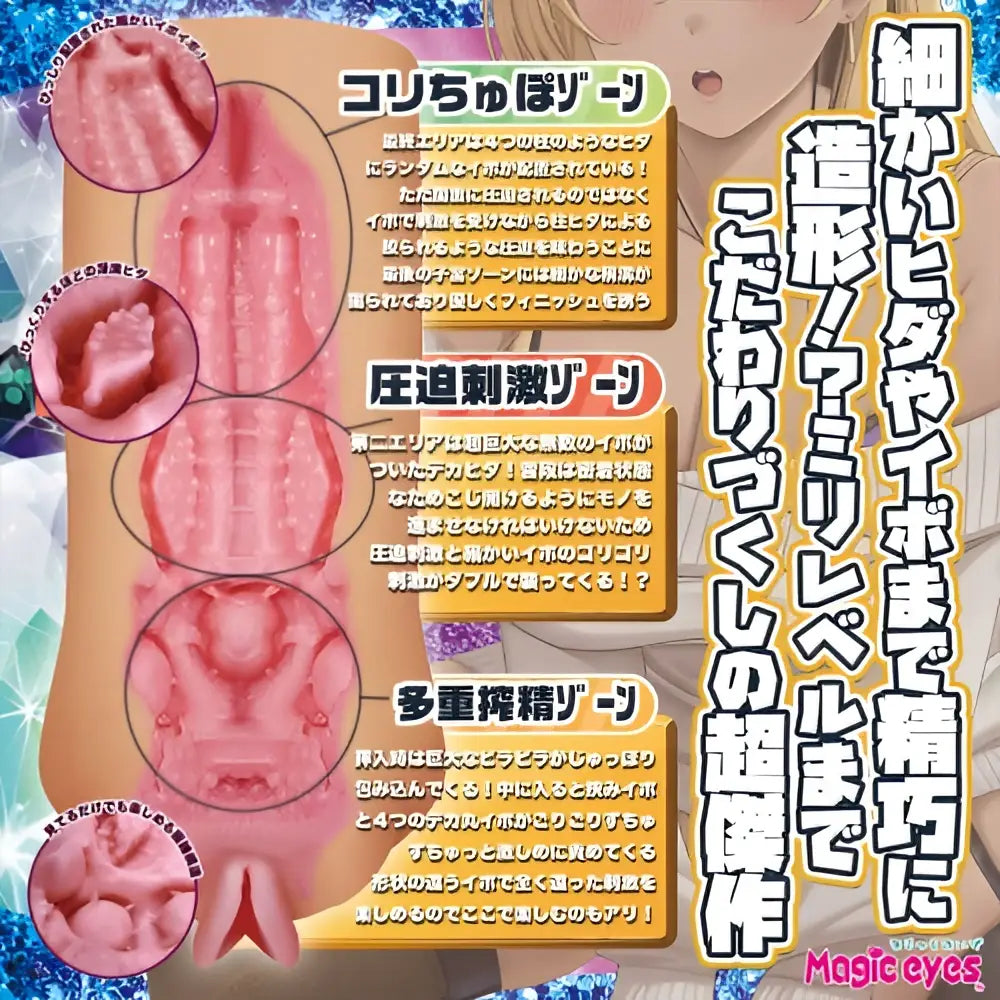 MAGIC EYES Ultra Gyaru Intense Squeeze Dual-Layer Mixed-Nub High-Stimulation Onahole - Image 3